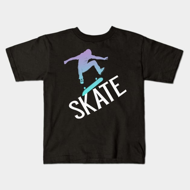 Skate chromatic Skateboarder Silhouette Kids T-Shirt by Foxxy Merch